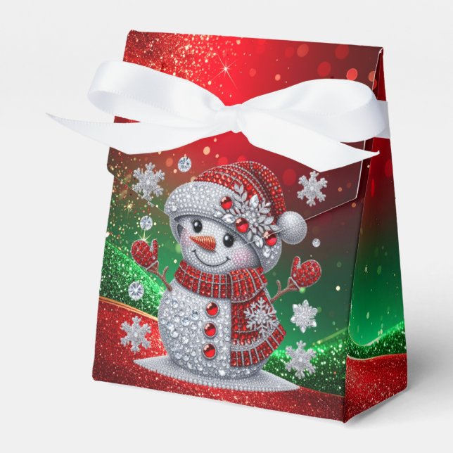 Rhinestones Snowman Holiday Favor Box Presentaskar (Framsidan Sidan)