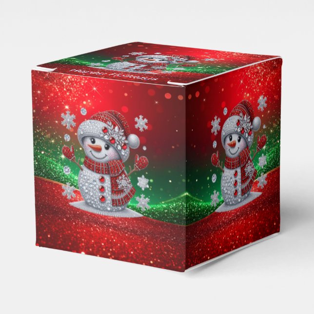 Rhinestones Snowman Holiday Favor Box Presentaskar (Framsidan Sidan)