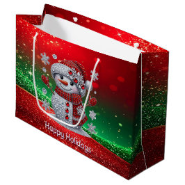 Rhinestones Snowman Holiday Gift Bag
