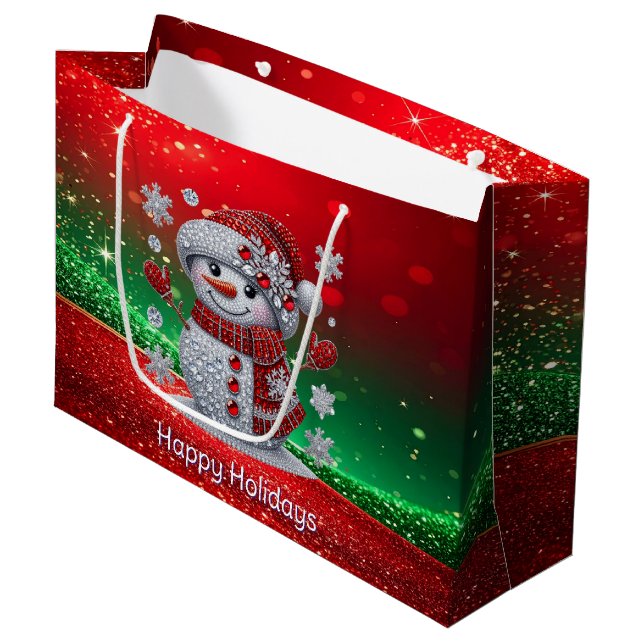 Rhinestones Snowman Holiday Gift Bag (Framsidan Vinklad)