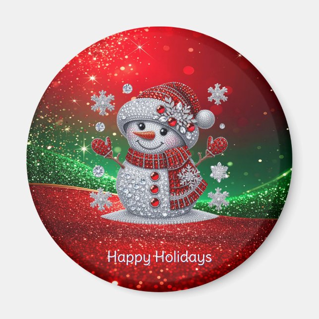 Rhinestones Snowman Holiday Magnet (Framsidan)