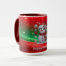 Rhinestones Snowman Holiday Mug Mugg