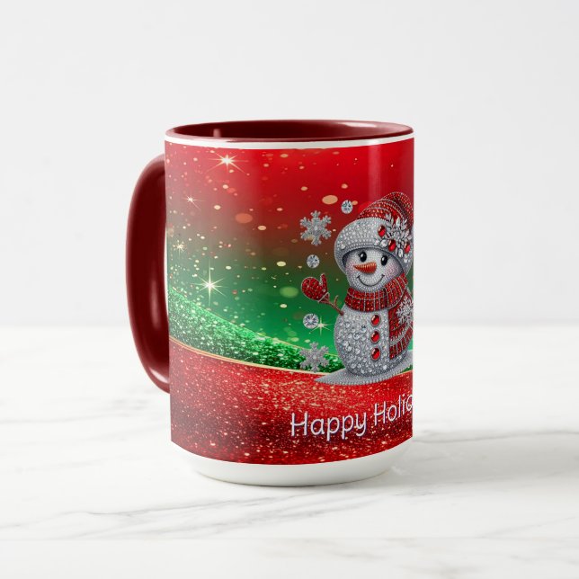 Rhinestones Snowman Holiday Mug Mugg (Framsida vänster)