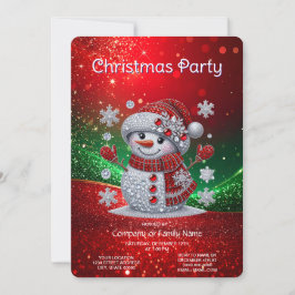 Rhinestones Snowman Holiday Party Invitation Inbjudningar
