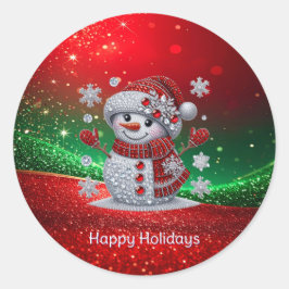 Rhinestones Snowman Holiday Sticker Runt Klistermärke