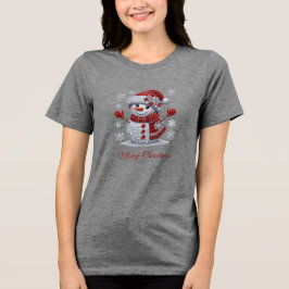 Rhinestones Snowman Holiday Women's T Shirt