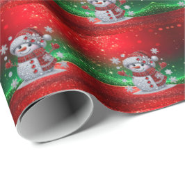 Rhinestones Snowman Holiday Wrapping Paper Presentpapper