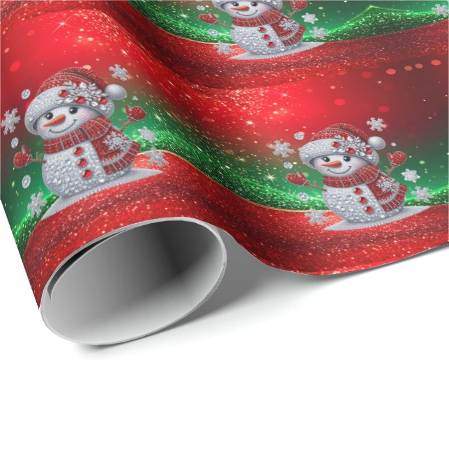 Rhinestones Snowman Holiday Wrapping Paper Presentpapper (Rullad Hörn)