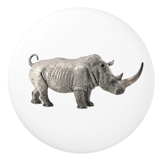 Rhino African Animal Jungle Drawer Knopp (Framsidan)