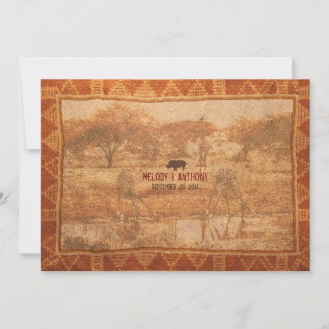 Rhino African Safari bröllopsinbjudan Inbjudningar (Framsida)