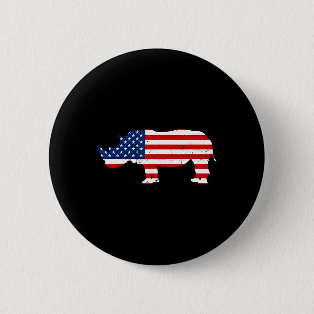 Rhino Älskare Rhinoceros Horn Safari Wildlife Inde Knapp (Framsida)