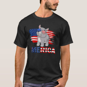 Rhino American Flagga Sunglasses Merica 4:e juli T Shirt