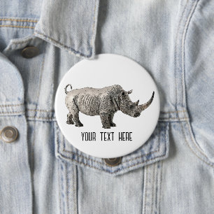 Rhino Animal Cute Adsible Anpassningsbar Knapp