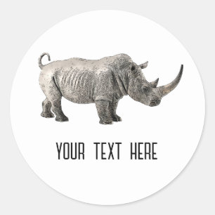 Rhino Animal Cute Adsible Anpassningsbar Runt Klistermärke