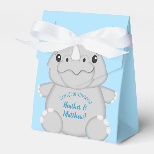 Rhino Baby Shower Blue Presentaskar (Framsidan Sidan)