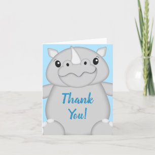 Rhino Baby Shower Safari Blue Tack Kort