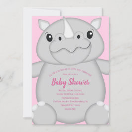 Rhino Baby Shower Safari Rosa Girl Girl Inbjudningar