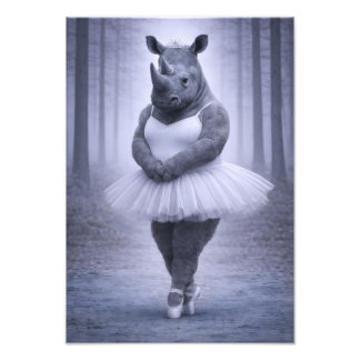 Rhino Ballerina in Misty Forest Fototryck
