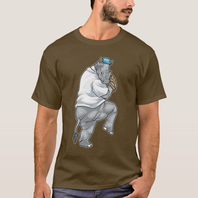 Rhino Baseball Baseball-handsken T Shirt (Framsida)