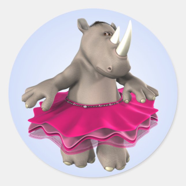 Rhino Blue Sticker Runt Klistermärke (Framsida)