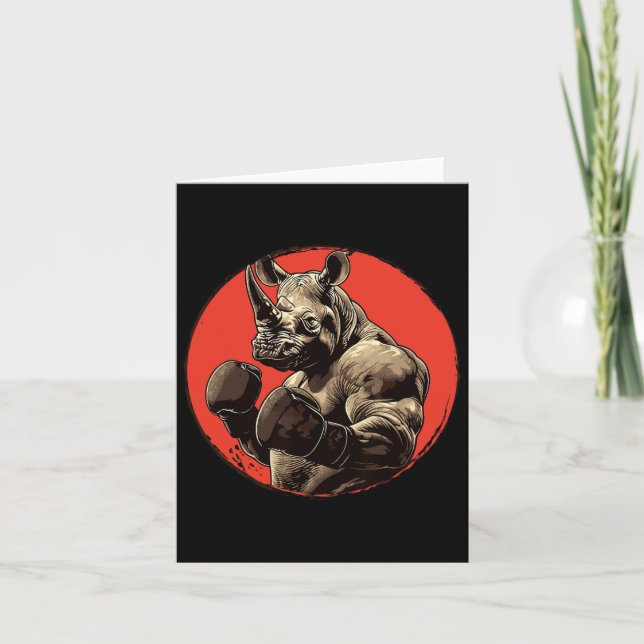 Rhino Boxer Fighter Boxing Kort (Framsida)