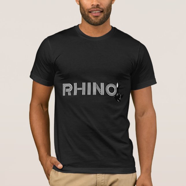 Rhino Brev Logotyp - O med Rhino Head Silhouette T Shirt (Framsida)