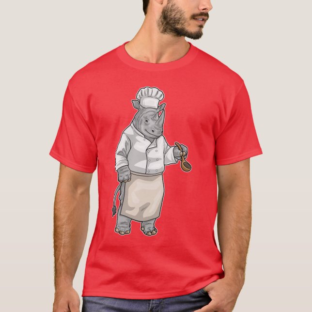 Rhino Cook Cooking spoon Cooking T Shirt (Framsida)