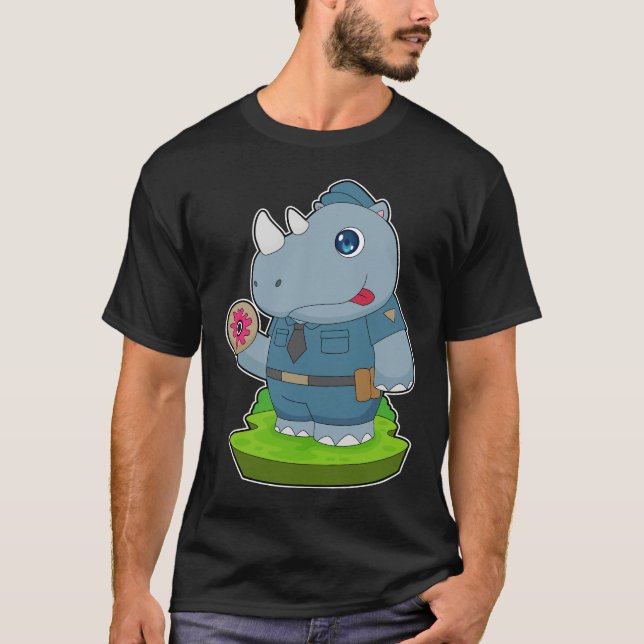 Rhino Cop Donut Polisen T Shirt (Framsida)