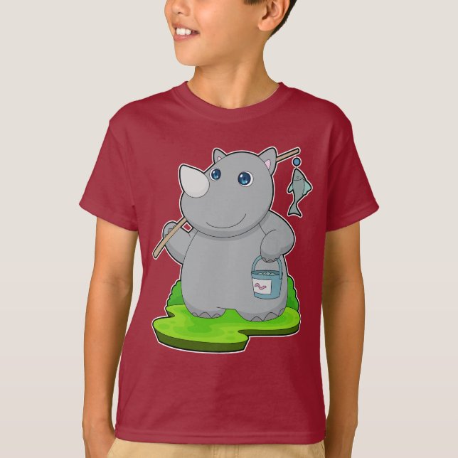 Rhino Fisher Fiskespö Fiske T Shirt (Framsida)