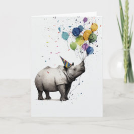Rhino Födelsedagsfest Greeting Card Kort
