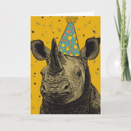 Rhino Födelsedagsfest Greeting Card Kort