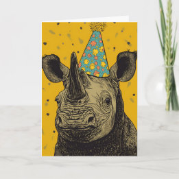 Rhino Födelsedagsfest Greeting Card Kort