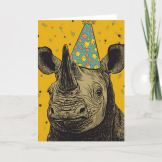 Rhino Födelsedagsfest Greeting Card Tack Kort