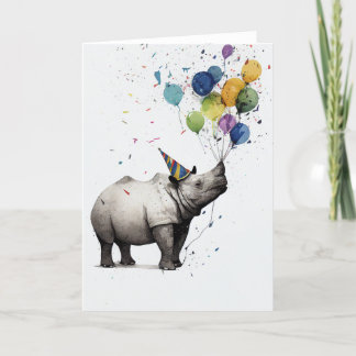Rhino Födelsedagsfest-mappat gratulationskort Tack Kort