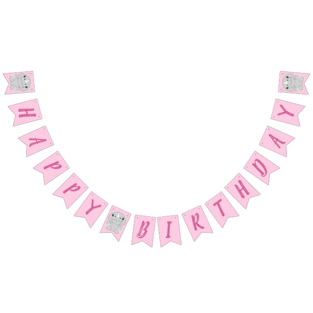 Rhino Födelsedagsfest Rosa Vimplar (Alla)