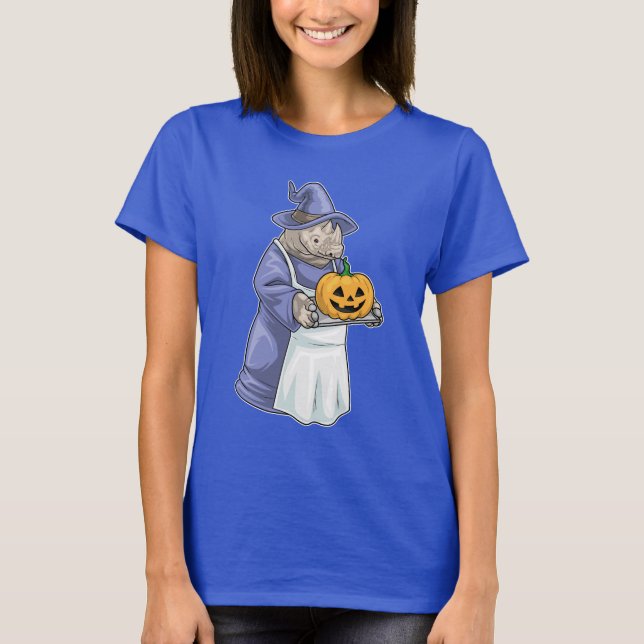 Rhino Halloween Witch Baker T Shirt (Framsida)