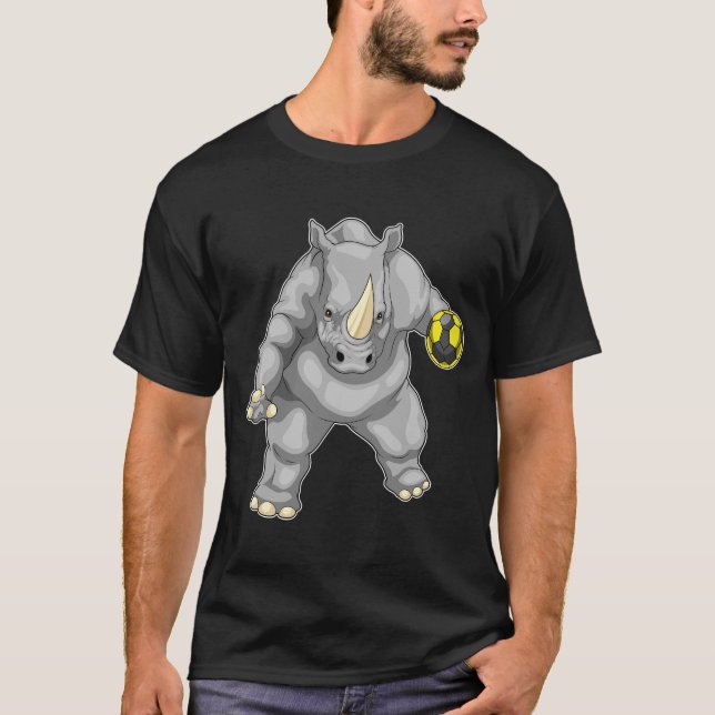Rhino Handball-spelarhandboll T Shirt (Framsida)