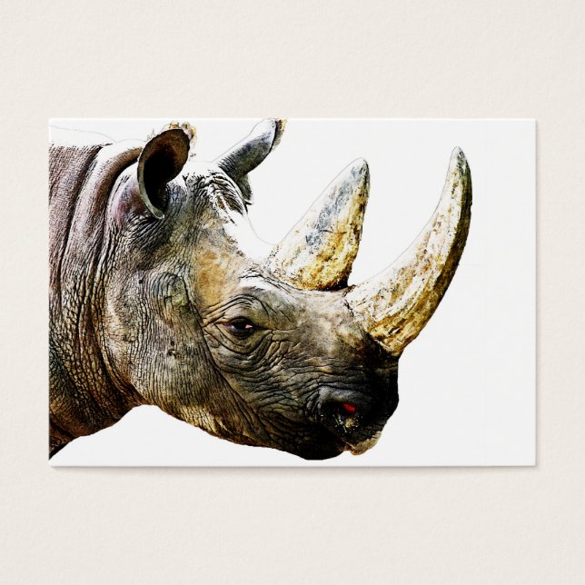 Rhino Head, Vit bakgrund Visitkort (Framsidan)