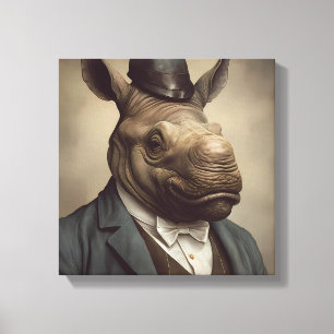 Rhino i Kostym Djurart Djur i Kostym Canvastryck