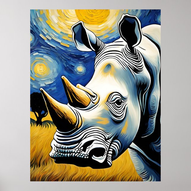 Rhino i Starry Natt Poster (Framsidan)