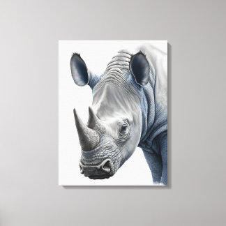 Rhino Illustration - Pencil Teckning Canvastryck