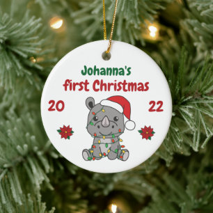 Rhino-julet Vinter Babys första jul Julgransprydnad Keramik