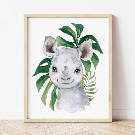 Rhino, Jungle Animals, Safari Animals, Handflatan  Poster