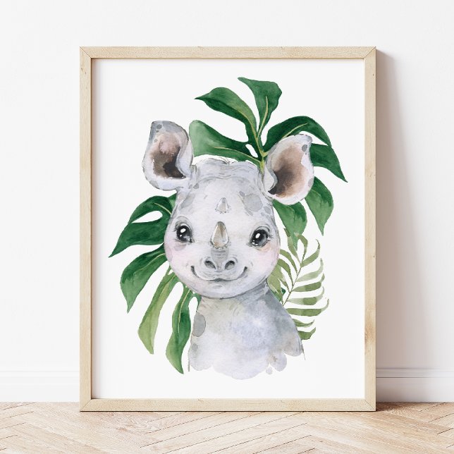 Rhino, Jungle Animals, Safari Animals, Handflatan  Poster (Skapare uppladdad)