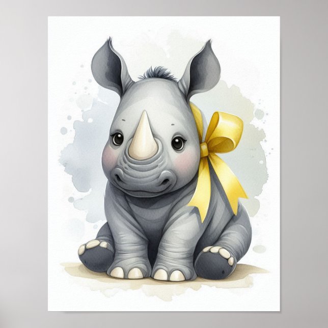 Rhino Jungle Nursery Wall Art Poster (Framsidan)