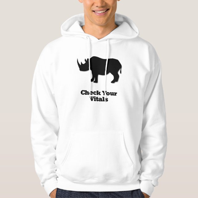 Rhino kolla dina injektionsflaskor tröja med luva (Framsida)