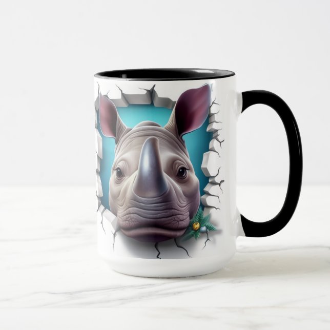 Rhino kommer ut ur en sprucken vägg mugg (Höger)