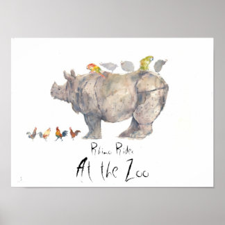 RHINO-kopia, Rhino Rides, vid djurparken Poster