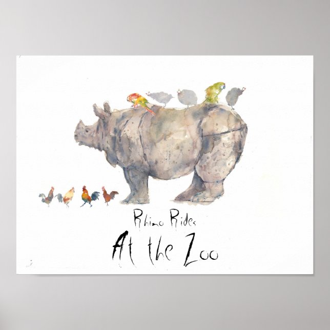 RHINO-kopia, Rhino Rides, vid djurparken Poster (Framsidan)
