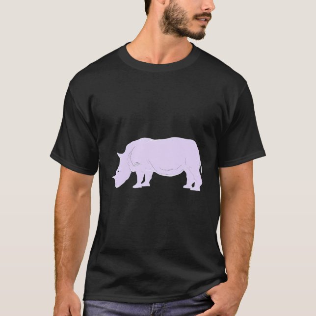 Rhino Lavender Rhinoceros T Shirt (Framsida)